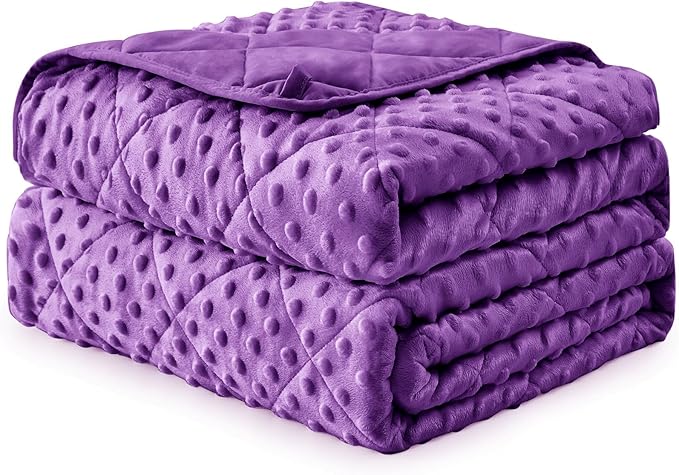 Purple Weighted Blanket Kids 10lbs, 40"x60", Twin Size Breathable Cooling Minky Heavy Throw Blanket for 80-120lbs, Soft Winter Thick Big Blankets Weighted Comforter Gifts for Sleeping