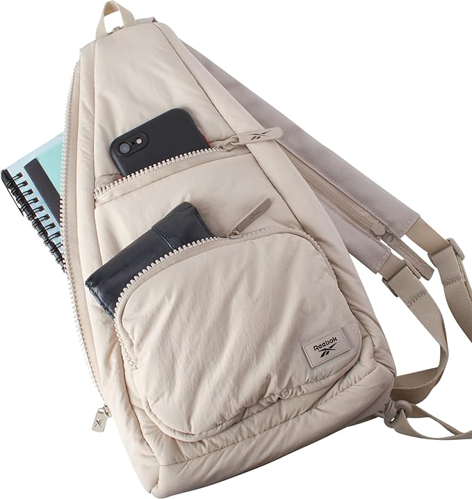 Reebok Unisex Crossbody Bag - Convertible Compact Durable Cross Body Bag for Women and Men - Gym and Travel Essentials, Size One Size, Maeves Stucco