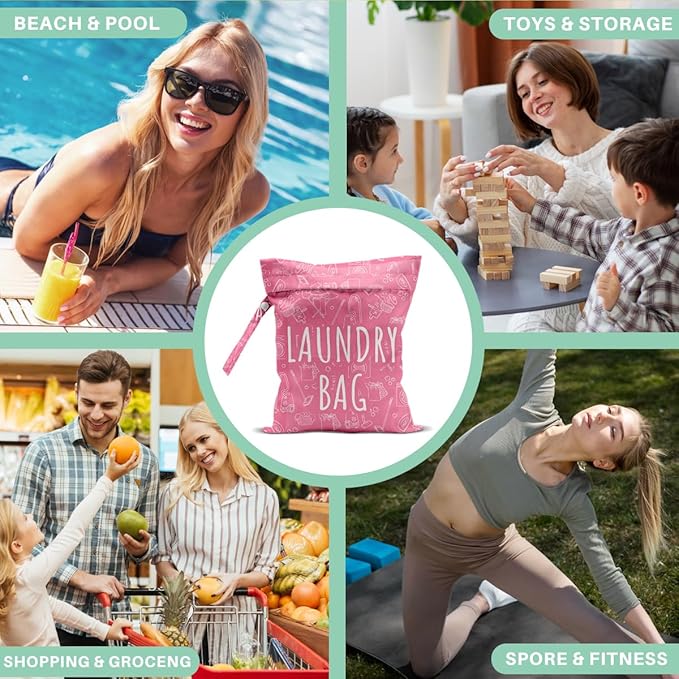 Wet Laundry Dry Bags for Diaper Waterproof Swimsuit Washable Reusable Bag for Beach Diapers Dirty Yoga Gym Clothes Plant Gifts for Men Women Baby Friend