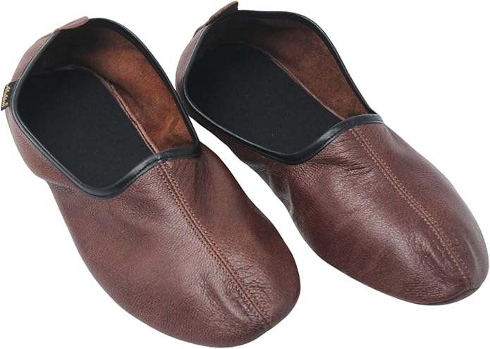Womens Indoor Leather Slippers Traditional Babouche House Shoes Barefoot Moccasin