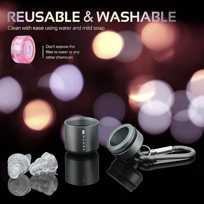 High Fidelity Concert Earplugs, Reusable Musicians Ear Plugs, 24dB Advanced Filter Technology Ear Protection for Music Festivals, DJs, Musicians