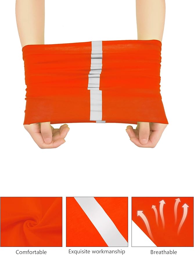 SATINIOR 8 Pcs Neck Gaiter Face Mask, Reflective Summer UV Protection Cooling Scarf Neon Breathable Bandana for Men Women