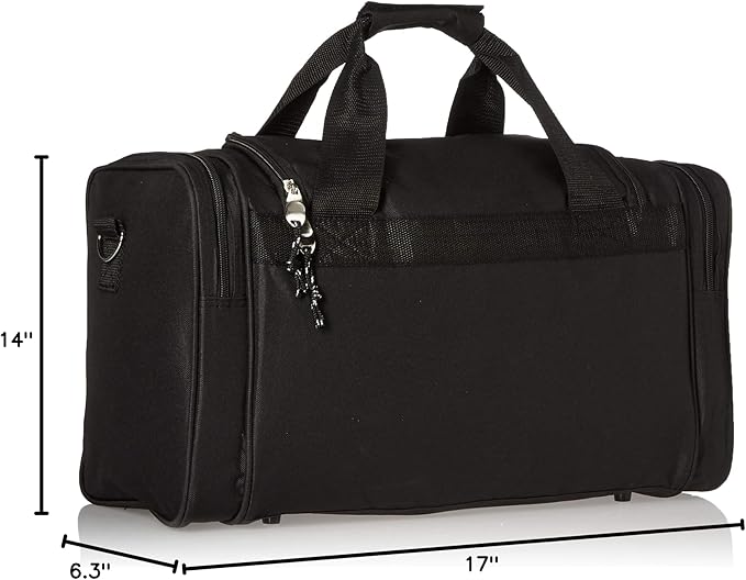 Rockland Duffel Bag, Black, 18.5 in X 10.5 in X 8.5 in (Pack of 12)
