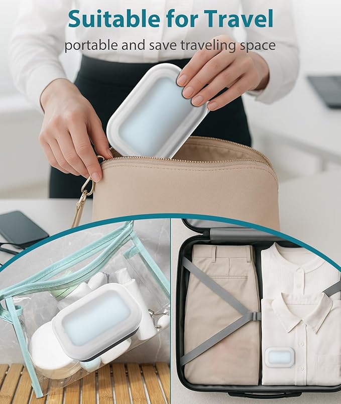 Quatish Large Leakproof Travel Soap Case, Solid Shampoo Bar Holder, Silicone Soap Box with Draining Layer, Enhanced Soap Container, Suitable for Camping, Gym, Bathroom, Outdoor Essentials, Grey