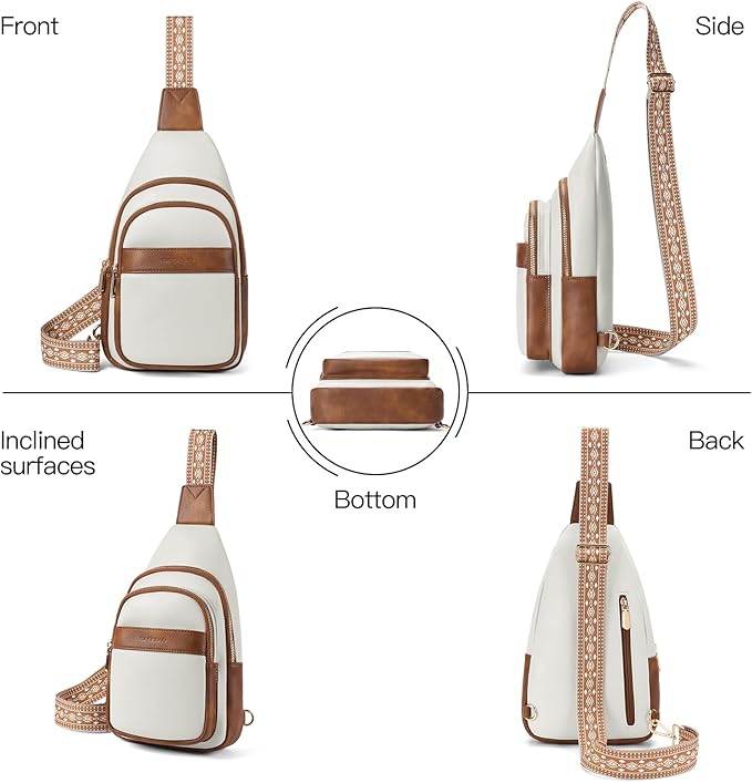 GAEKEAO Sling Bag Crossbody Bags for Women Travel Fanny Packs Trendy Cross Body Purses Vegan Leather Chest Bag