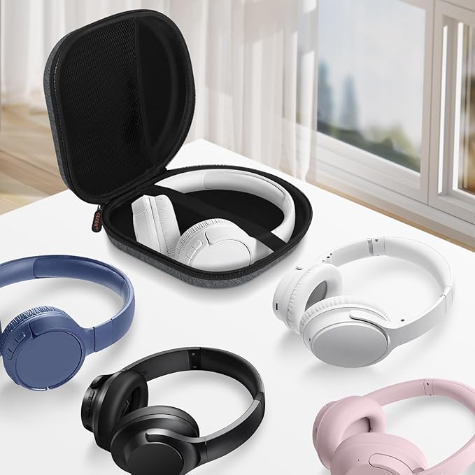 Hard Shell Headphone Case - Durable Zipper Travel Case Portable Carrying Pouch Bag Compatible with Sony WH-CH520/WH-CH720N, JBL Tune 510BT/720BT/520BT/770NC, Soundcore Q20 Q20i Q30, Jlab Headphones