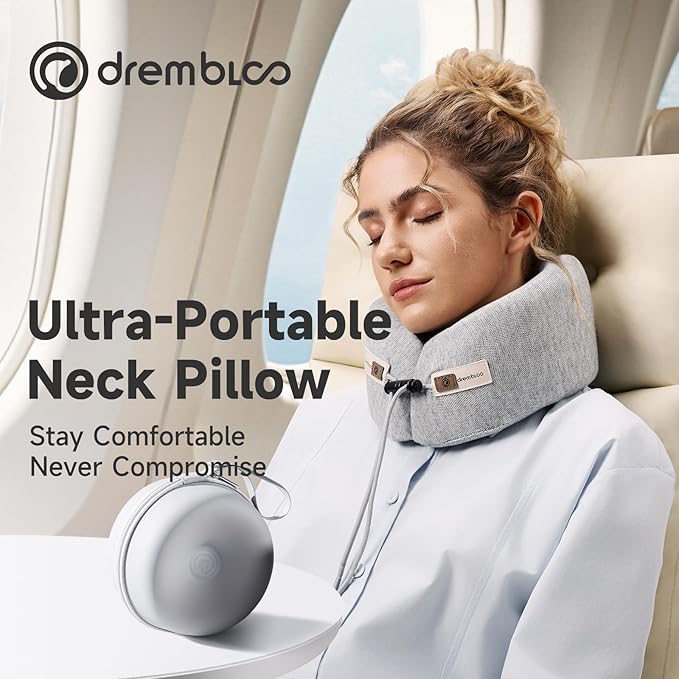 Neck Pillow Airplane, CertiPUR-US® BASF Memory Foam Travel Pillows with Comfortable Breathable Cover, Ergonomic Design Compact Airplane Pillow for Flight Headrest Sleep, Portable Plane Accessories