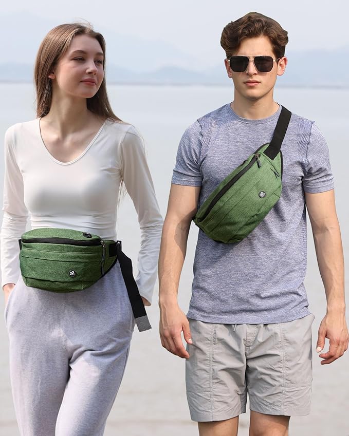 WATERFLY Running Belt Fanny Pack: Runner Marathon Jogging Waist Pack Sport Workout Exercise Fitness Phone Holder Belt for Men Women Jogger Slim Waistband Black