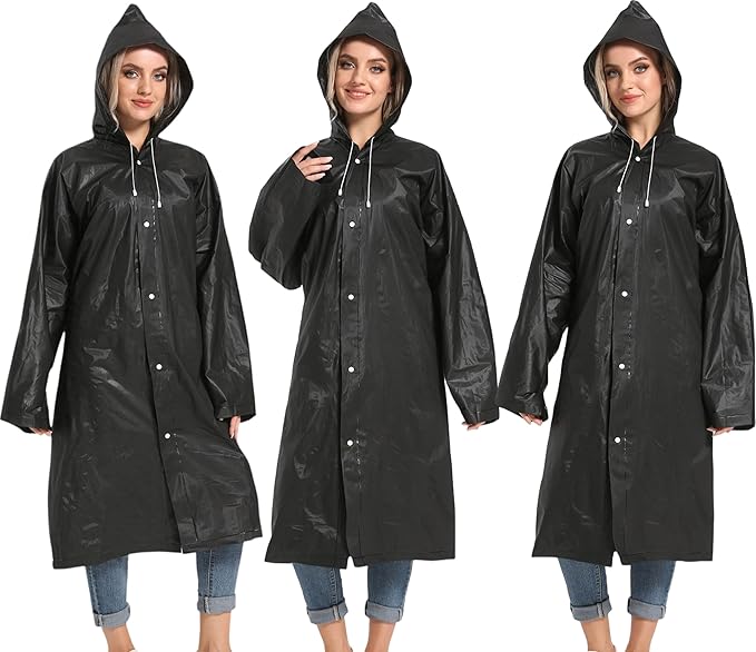 2PCS Rain Ponchos for Adults Reusable Rain Coats for Adults Rain Jackets Raincoats for Men Women
