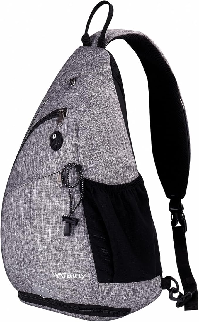 WATERFLY Sling Bag Sling Backpack Small Crossbody Shoulder Bag for Men Women Traveling Cycling Hiking Daypack