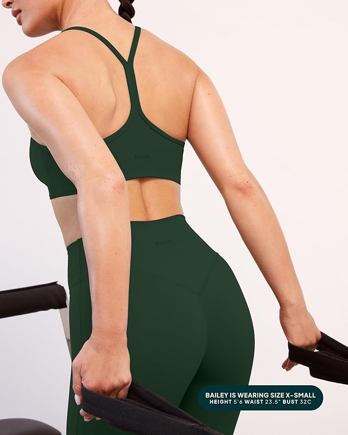 PAVOI ACTIVE Yoga Racerback Bras for Women - Buttery Soft Low Support Scoop Neck Y-Back Thin Strap Sports Bra - FlexFlow