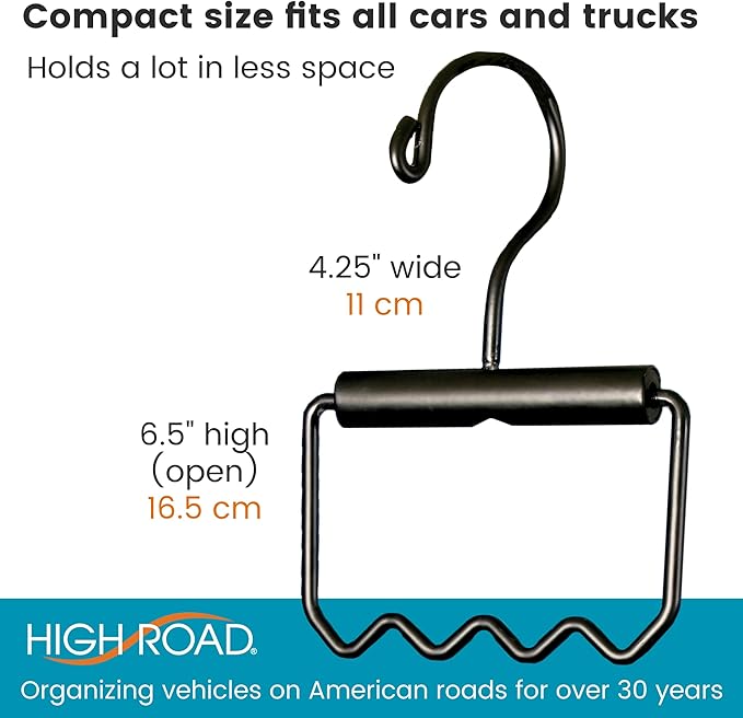 High Road Heavy Duty Car Hanger - Set of 2 Solid Metal Car Clothes Hangers with Carry Handle and Hooks for Dry Cleaning, Moving and Road Trips