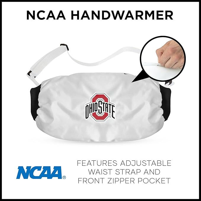 Northwest NCAA Ohio State Buckeyes Hand Warmer with Adjustable Waist Strap, Officially Licensed Cold Weather Hand Muff for College Sports, Outdoor Sports, Insulated Pocket, Polyester, 7 x 15 in