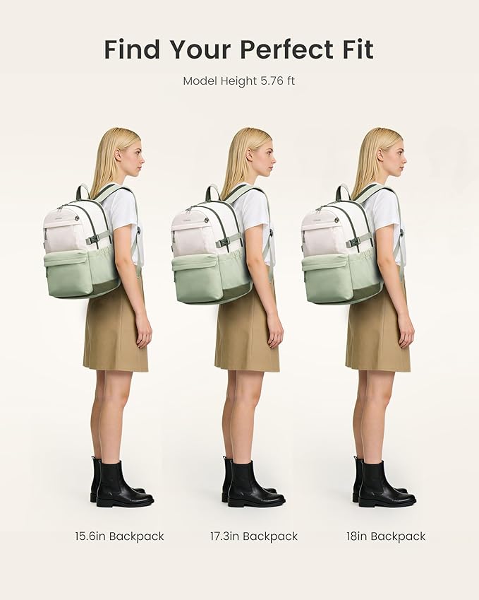 LOVEVOOK Laptop Backpack for Women with Giant Tumbler Holder,17.3 Inch Laptop Computer Bag Travel Backpack Purse,Waterproof Work Business Backpack College Bookbag Teacher Bags,Beige-Mint Green