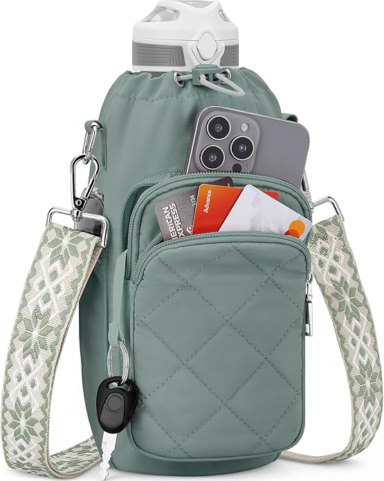 SYTRAH Water Bottle Bag Crossbody,Insulated Water Bottle Purse Crossbody Water Bottle Holder with Strap 40 oz