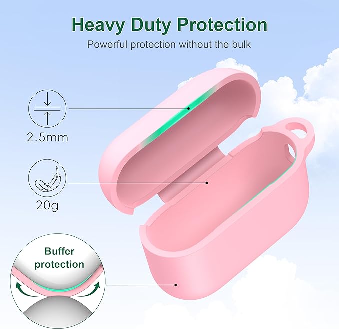 R-fun for AirPods Pro 3 Case (2025), Soft Silicone Protective Case Cover Compatible with Apple AirPods Pro 3rd Generation (USB-C Cable) for Women Men with Cleaning Kit and Keychain, Pink