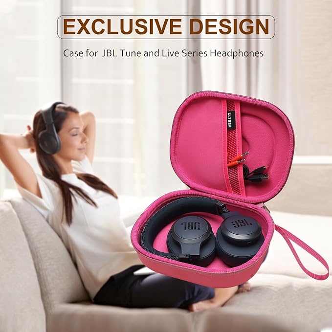 LTGEM Case Compatible with JBL Junior 320BT / Junior 320 / Tune 770NC / 510BT / 720BT / 520BT / 520C / 670NC, for JBL Live 770NC / 670NC / 680NC / 780NC Headphones, Rose Red