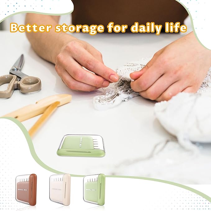 Portable Travel Magnetic Sewing Needles Case with 5 Sizes 10 PCS Sewing Sharp Needles Hand Quilting Needles,Embroidery Needles Magnetic Needle Holder for Hand Sewing Art Crafts Repair(Green)