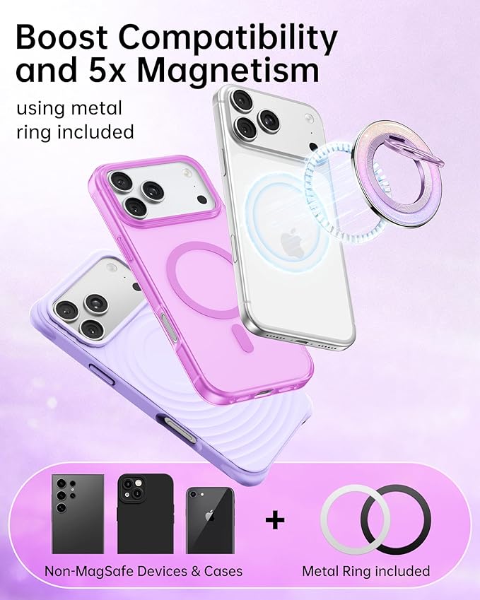 SYNCWIRE Magnetic Phone Ring Holder for MagSafe - Phone Grip Stand with 360° Rotation Finger Ring Kickstand Compatible with iPhone 17 16 15 14 13 12 Pro Max MagSafe Accessories,Petal Pink