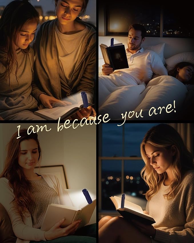 HEMONNKAM Book Reading Light, Rechargeable Clip on Booklight, Eye Caring 3 Color Temperatures & 5 Brightness Levels, Night Use for Bed, Long Lasting, Reading at Night in Bed, Deep Blue