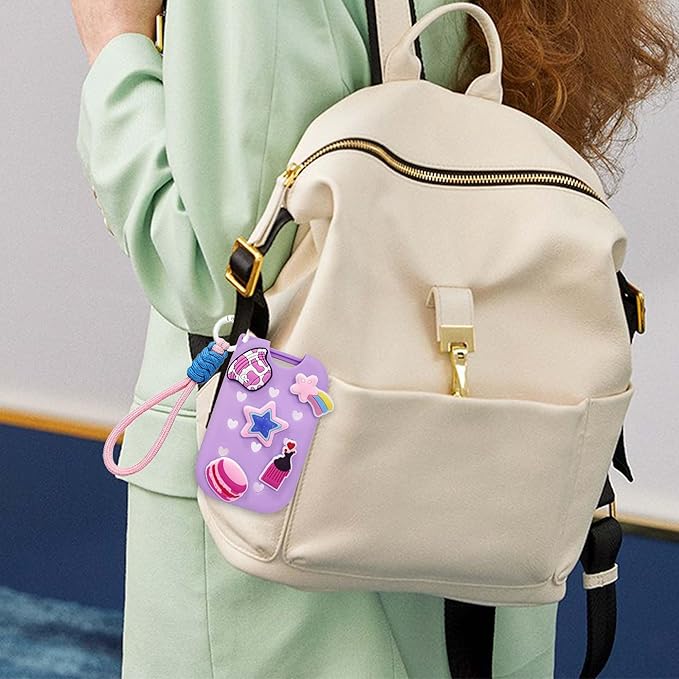 Refillable Hand Sanitizer Spray Bottle - 1oz / 50ml Leakproof Empty Spray Bottle with Silicone Case, Funnel & Clip,Portable Mini Travel Sanitizer Holder for Purse, Pocket, Gym Bag