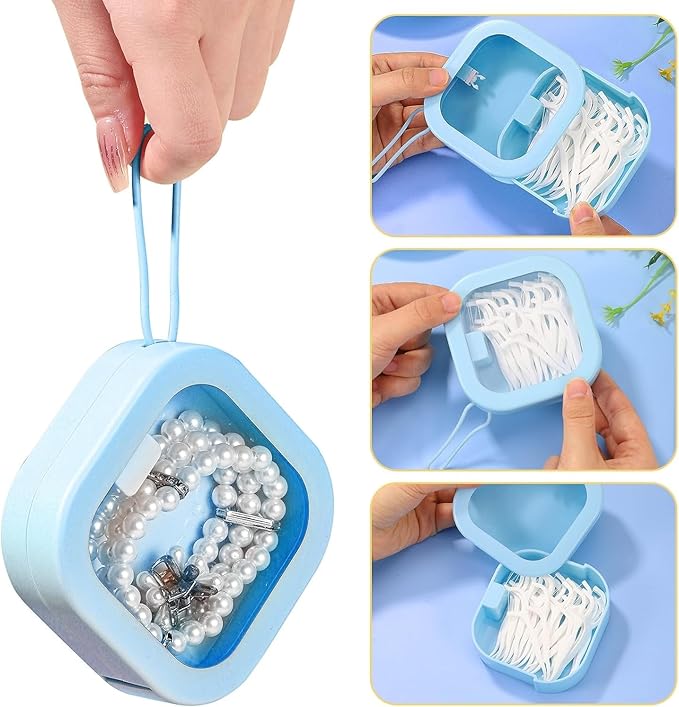 Hair Tie Organizer,Portable Travel Qtip Holder,Bathroom Storage Organizer Qtip Dispenser Cotton Swabs Dispenser Kids Hair Accessory Box with Lid for Bathroom (2PCS,Purple)