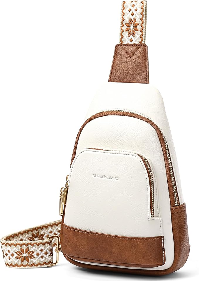 GAEKEAO Small Crossbody Sling Bag for Women Trendy Crossbody Purse Vegan Leather Fanny Packs Chest Bag Backpack