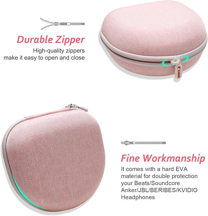 Headphone Headset Case for Beats/JLab/Lorelei X8/JBL/TOZO/BERIBES/Picun/KVIDIO Noise Cancelling Over-Ear Foldable Headphones (Pink)