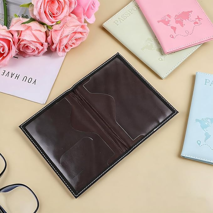 4 Pcs Ultra Slim Passport Wallet, PU Leather Passport Cover, Passport-Holders Blocking-Passport Cover Case for Credit Card Cash Air Ticket