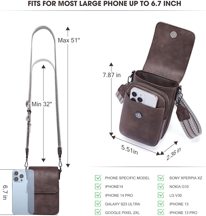 POIUGOYA Crossbody Bags for Women,Small Crossbody Purse with Triple Compartments,Cell Phone Wallet with Card Slots for Travel | Small
