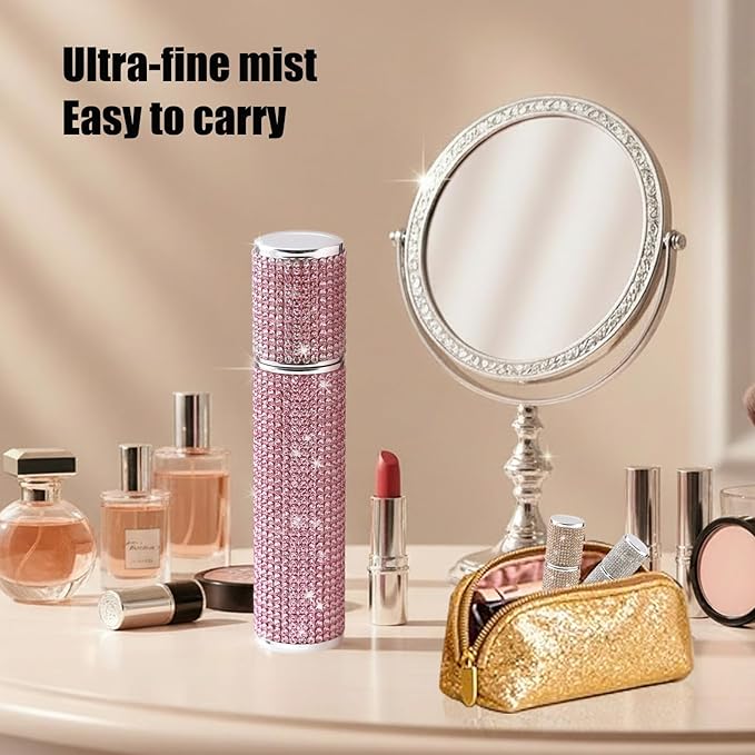 Portable 10ML Perfume Travel Refillable Bottle 3PCS, Bling Bling Crystal Rhinestones Travel Size Perfume Refill Atomizer Bottle,Mini Spray Bottle Empty for Refill