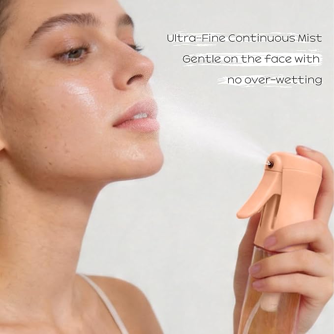 Spray Bottle for Hair, 2 Pack 95ml Small Continuous Water Mist Spray Bottle, Ultra Fine Mist for Face, Hairstyling, Salon, Cleaning, Toners, Hydration & Makeup, Travel Size Leak-Proof Bottles Orange
