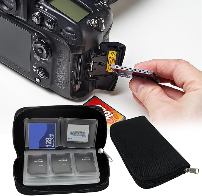 SD Card Holder Case,Micro SD Card Holder,Portable 22 Memory Card Case for 18 SD and 4 CF (Black / 22 Slots - 2 Pack)