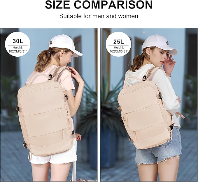 coowoz Travel Backpack For Women Men,Carry On Backpack,Hiking Backpack Waterproof Outdoor Sports Rucksack Casual Daypack Travel Essentials(Beige)