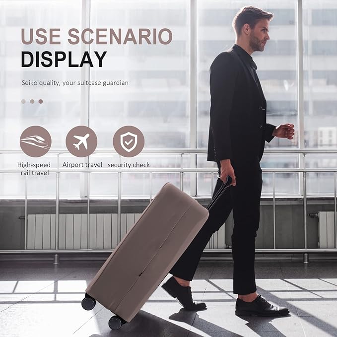 Travel Luggage Cover Protector Scratch-Resistant Fit 19-33 Inch, Not Included Suitcase (Khaki, 3XL(32-33inch))