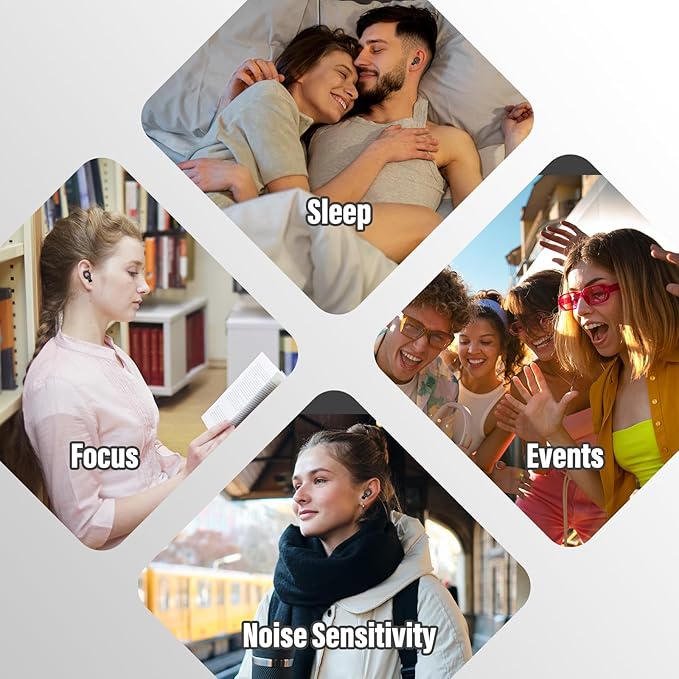 Ear Plugs for Sleeping Noise Cancelling, 35dB Noise Reduction Earplugs Reusable Soft Silicone, 14 Eartips & Carry Case, Replaceable Single/Double Earpieces for Sleep, Focus, Events, Noise Sensitivity