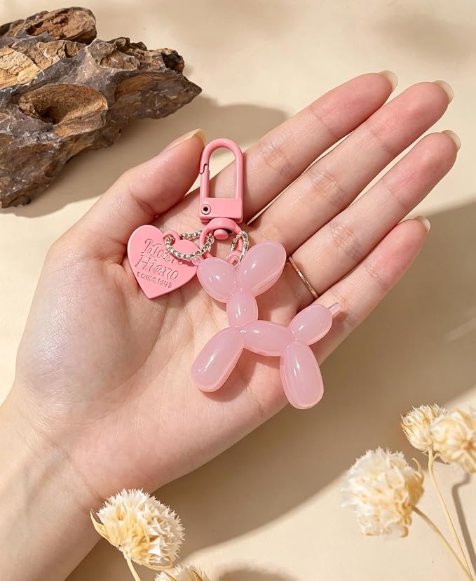 LAEKOU Jelly Balloon Dog Design Keychain for Women, Cute Girls Key Chain, Bag Charms Accessories for Car Purse Backpack