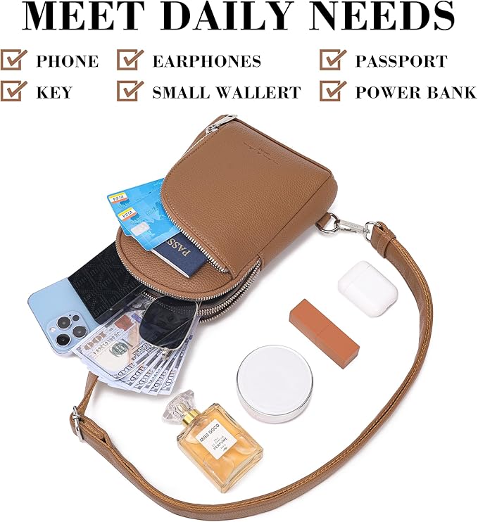 INICAT RFID Blocking Sling Bag, Anti Theft Crossbody Bag for Women Compact Travel Purses Leather