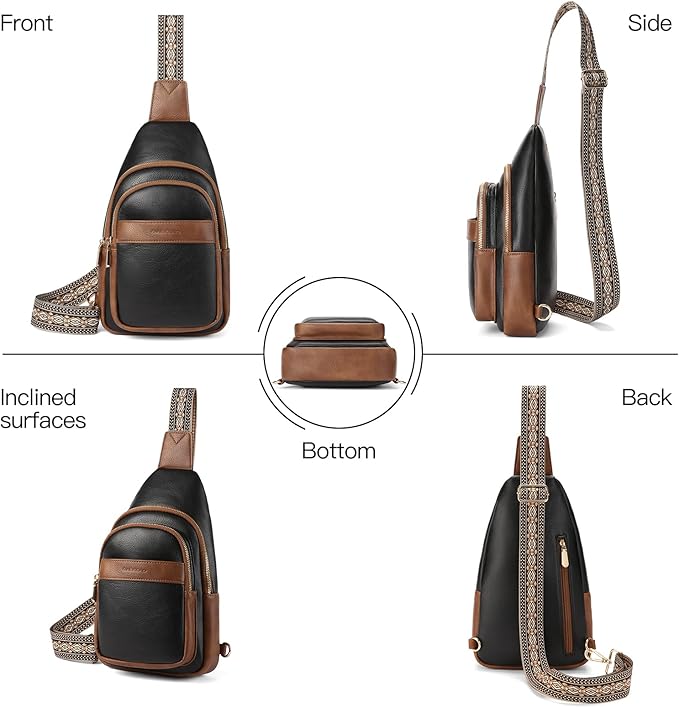 GAEKEAO Sling Bag Crossbody Bags for Women Travel Fanny Packs Trendy Cross Body Purses Vegan Leather Chest Bag