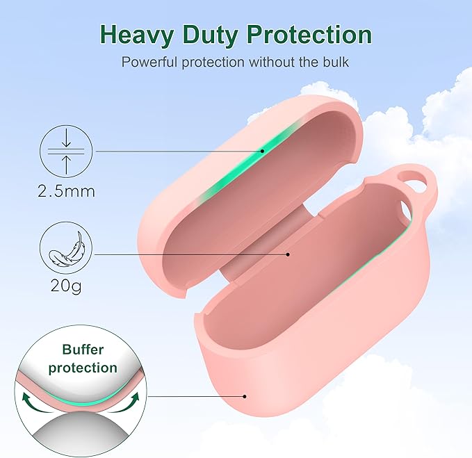 R-fun for AirPods Pro 3 Case (2025), Soft Silicone Protective Case Cover Compatible with Apple AirPods Pro 3rd Generation (USB-C Cable) for Women Men with Cleaning Kit and Keychain, Sand Pink