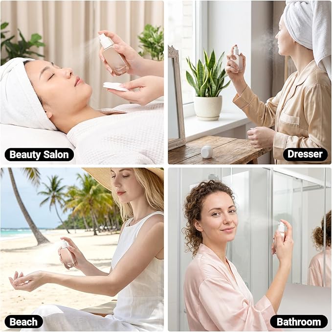 Segbeauty 1oz Fine Mist Glass Spray Bottles Small, 2pcs Square Silver Travel Size Perfume Sprayer Refillable Liquid Container with Round Cap, 30ml Mini for Empty Cologne Bottle Atomizer Sprayer Travel
