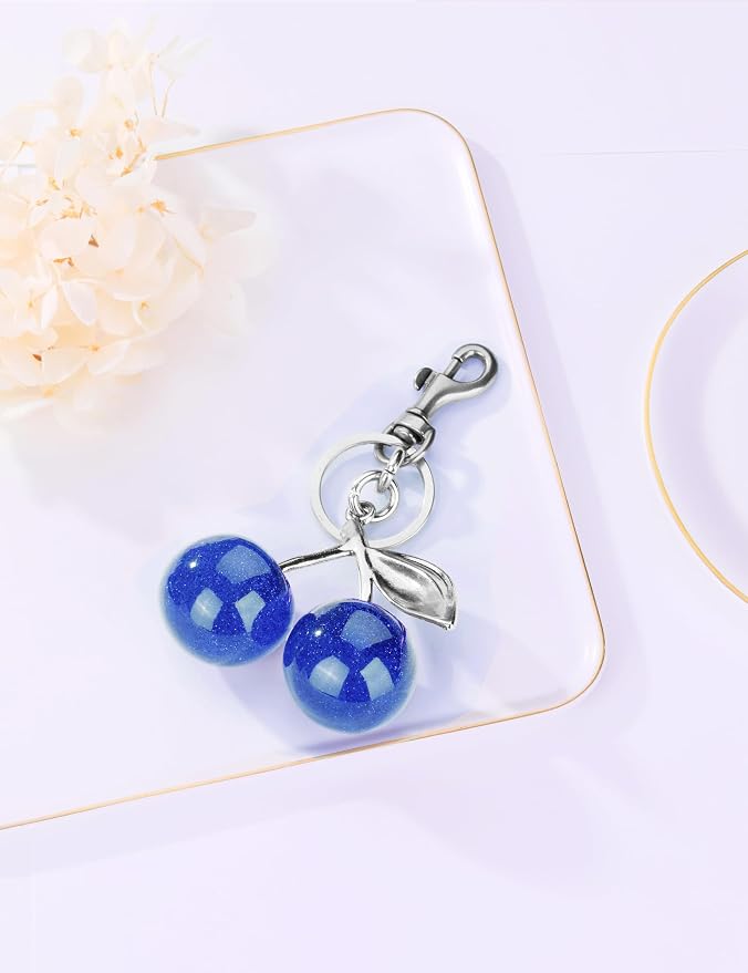 OVRUNS Cherry Bag Charm Cute Cherry Accessories Sparkling Purse Charms for Women