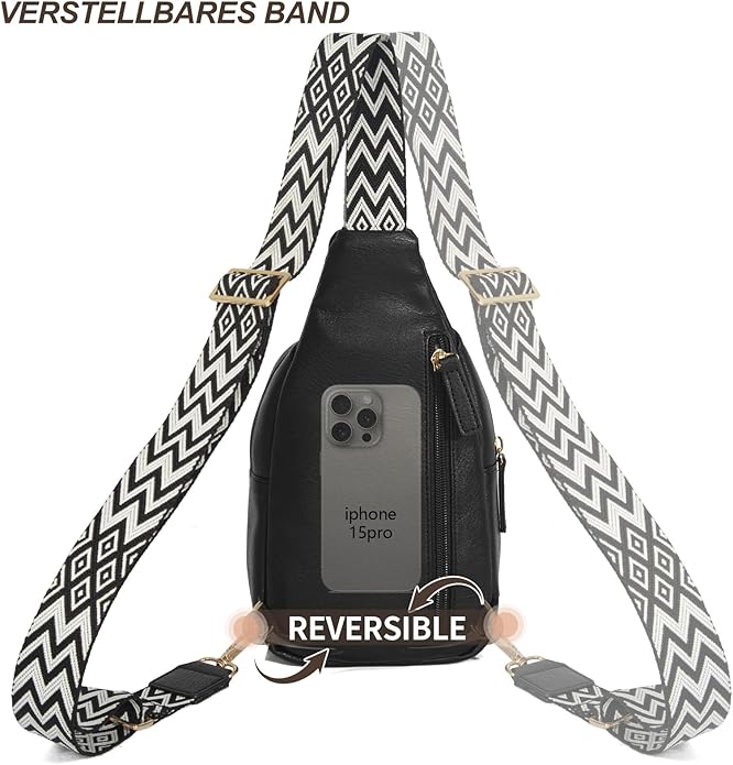 OSOCE Crossbody Bags for Women Sling Bag Anti Theft PU Leather Travel Chest Purse Small Adjustable Strap Fits Large Phone