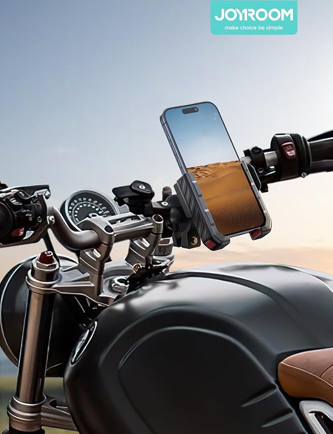 JOYROOM Motorcycle Bike Phone Mount Holder - Bicycle Handlebar Cell Phone Holder - Stroller Scooter Phone Clip for iPhone Samsung Galaxy 4.7''-7'' Smartphones