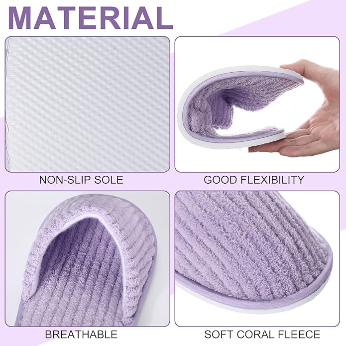 Panitay 20 Pairs Reusable Spa Slippers for Guests Washable House Slippers with Triple Layer Coral Fleece for Home Indoor Hotel Travel, Closed Toe