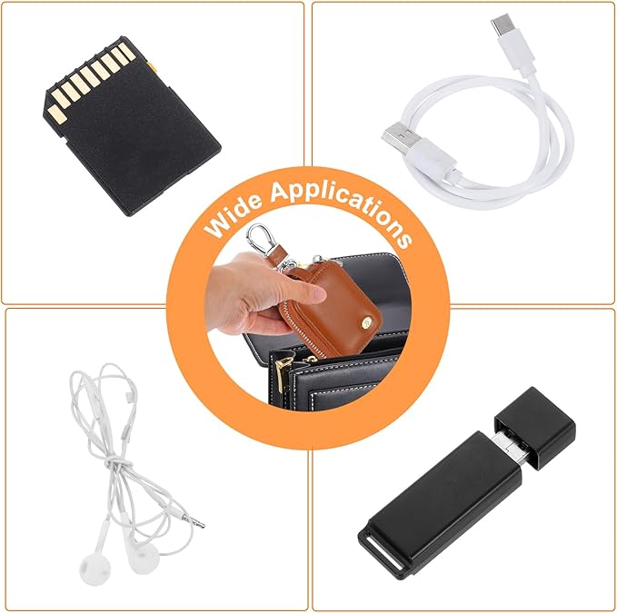 HARFINGTON Earbuds Cases, Earphone Case Holder, PU Leather Ear Buds Case Zipper Organizer Small with Mesh Pocket for USB Cable, Wireless Wired Earphones, Brown