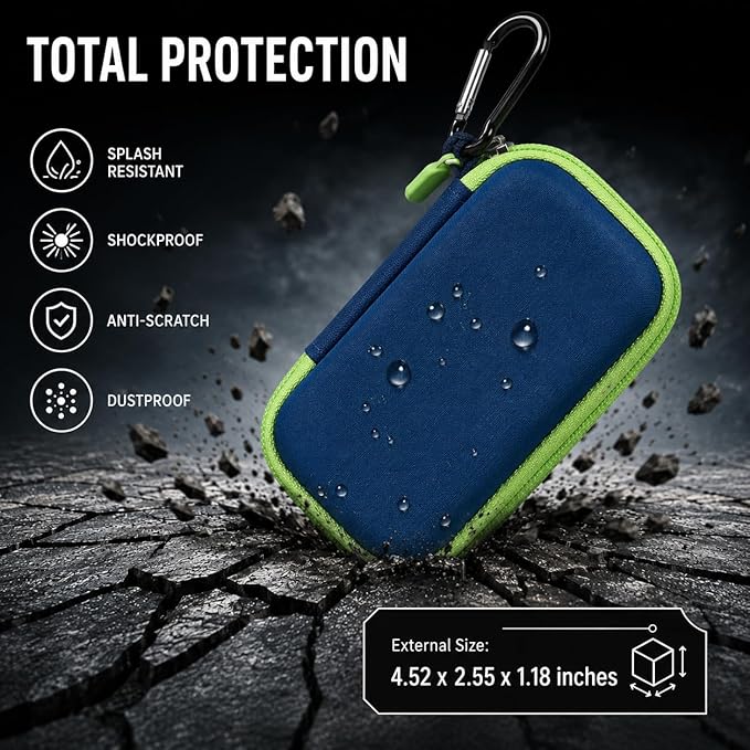 SSD Case for SanDisk Extreme Portable SSD & Extreme PRO, Hard Shell Protective Storage Bag with Carabiner, Fits 1TB 2TB 4TB 8TB External Solid State Drive for Business Travel (Green)