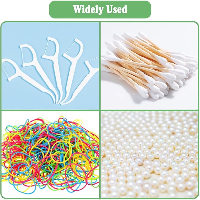 Cotton Swab Holder for Travel, 2 Pcs Portable Small Dental Floss Holder Sparkling Rhinestone Cotton Pad Holder, Travel Floss Picks Case with Dustproof Lid for Cotton Bud Floss, White