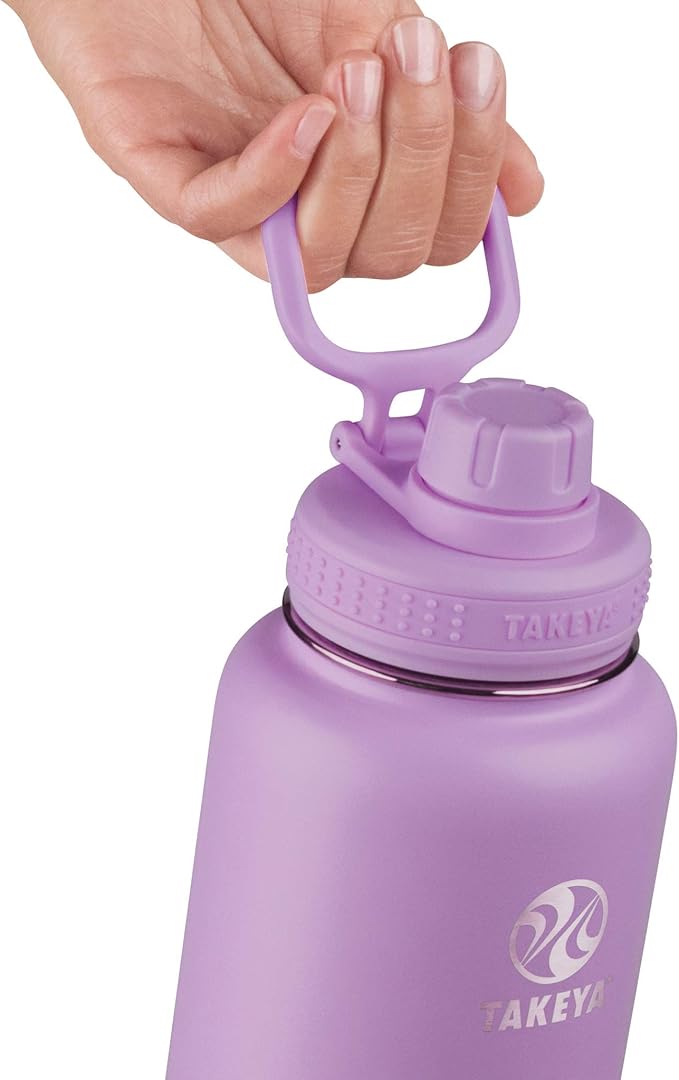 Takeya Actives Insulated Stainless Steel Water Bottle with Spout Lid, 18 oz, Lilac