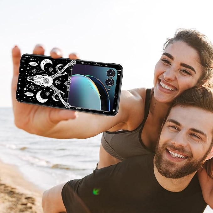 for Motorola Razr Plus 2025 Case,for Razor Plus 2025 Phone Case Cute Slim Hard PC Ultra-Thin Anti-Scratches Shockproof Protective Cover,Black Deer Skull
